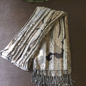 Beautiful Black and taupe fringe scarf
